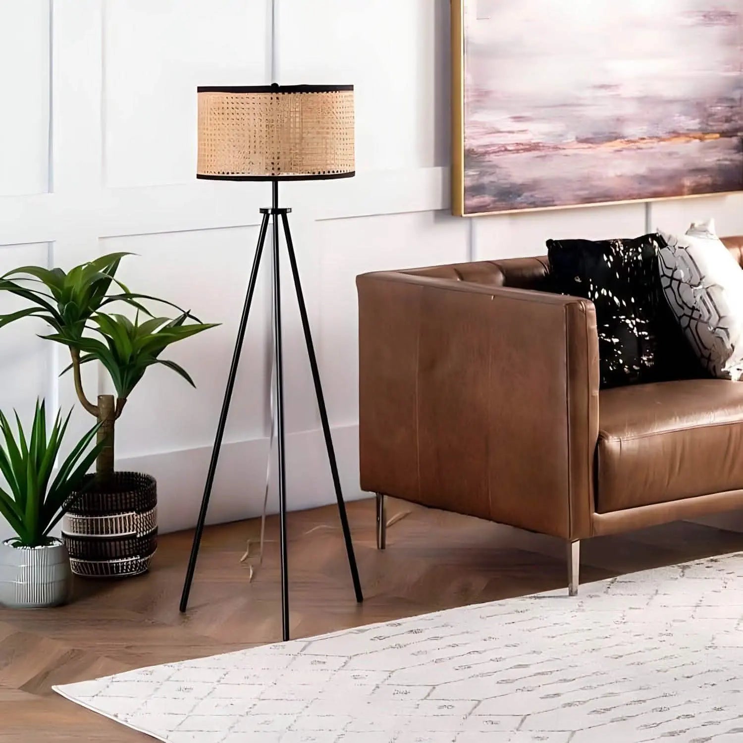 أباجورة ستيل و راتان، 49*144 سم