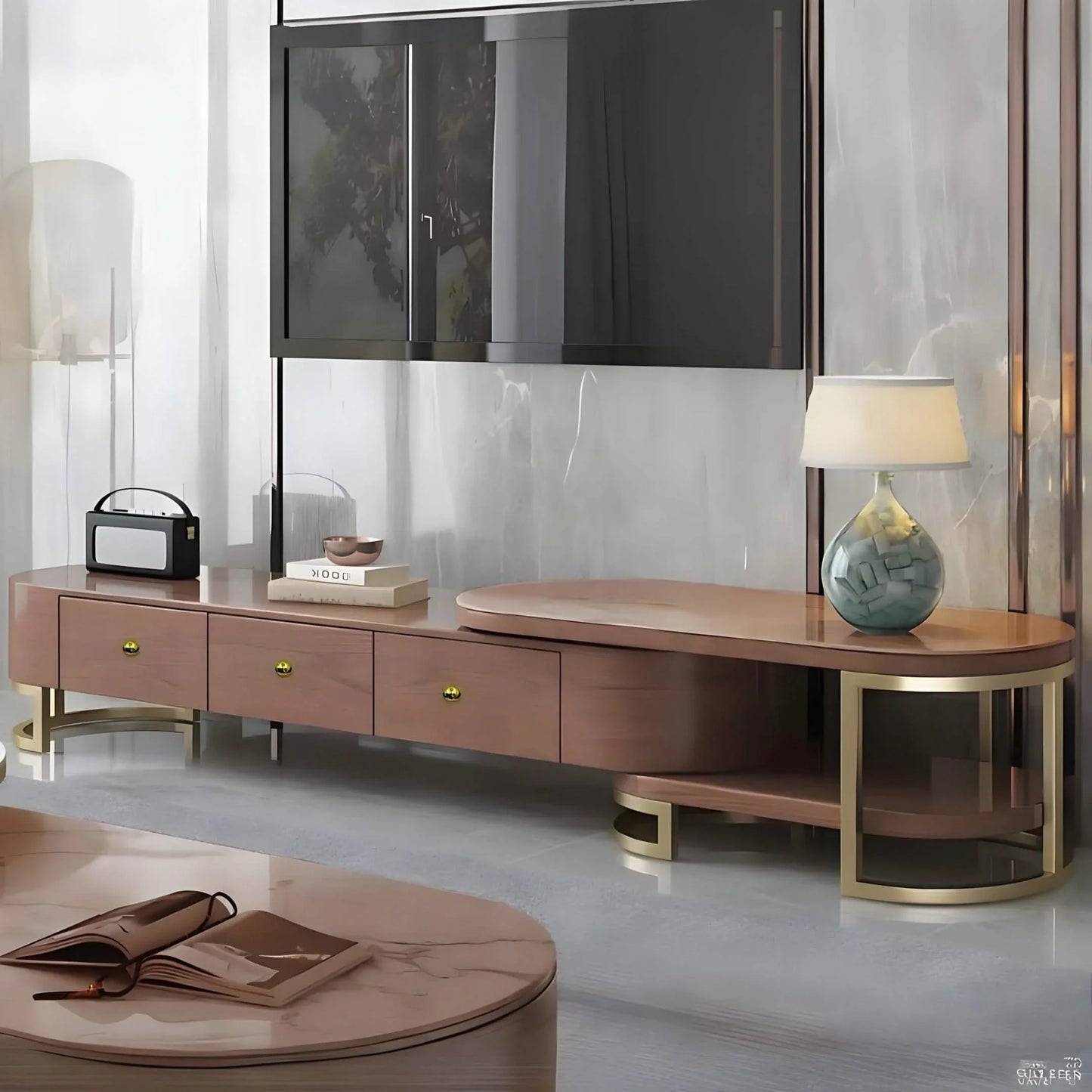 ترابيزة تليفزيون ام دي اف، قطعتين