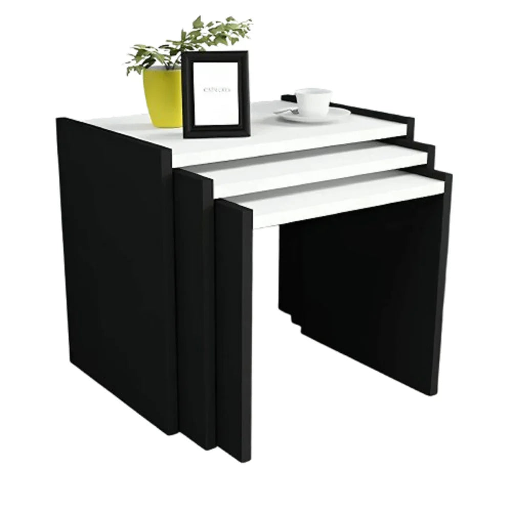 طقم ترابيزات جانبية متداخلة ام دي اف، 3 قطع