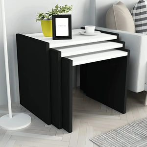 طقم ترابيزات جانبية متداخلة ام دي اف، 3 قطع