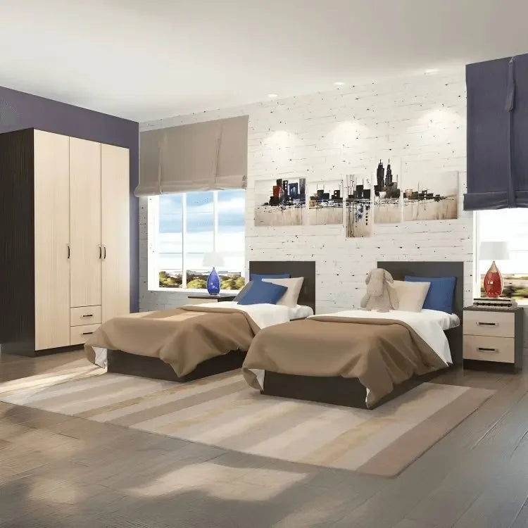 غرفة نوم كاملة، خشب ام دي اف - 4 قطع