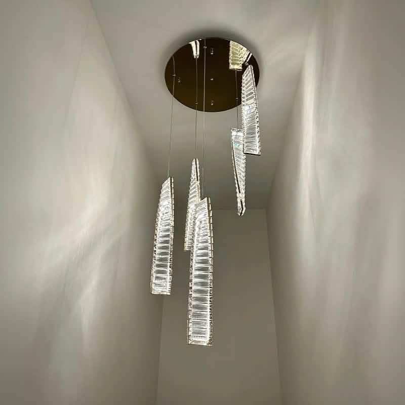 نجفة ستيل - كريستال، 35*120 سم- ذهبي