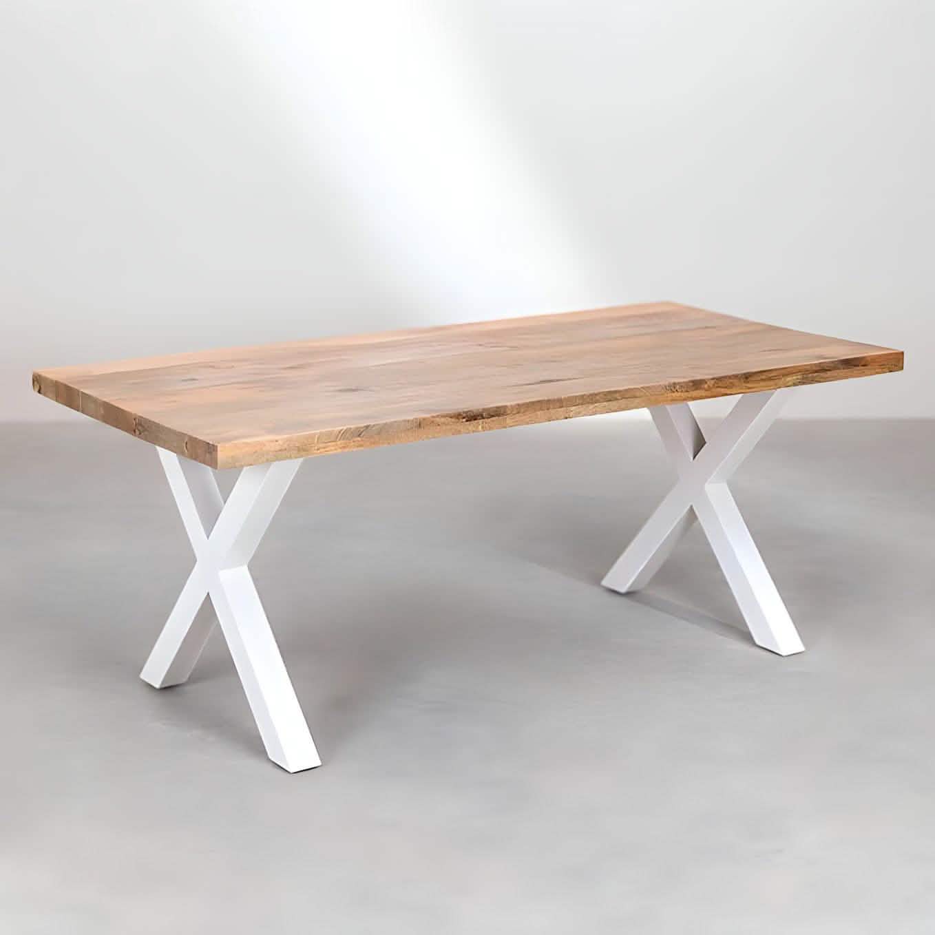 ترابيزة سفرة ابيض وبيج 80*180*80 سم - ROW10 Iron Wood
