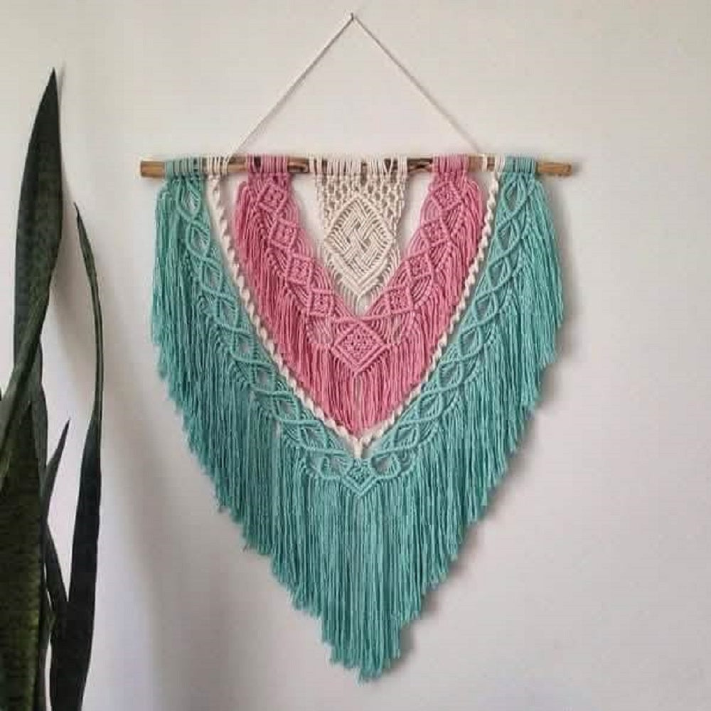 مكرمية حائط خشب، 100*120 سم