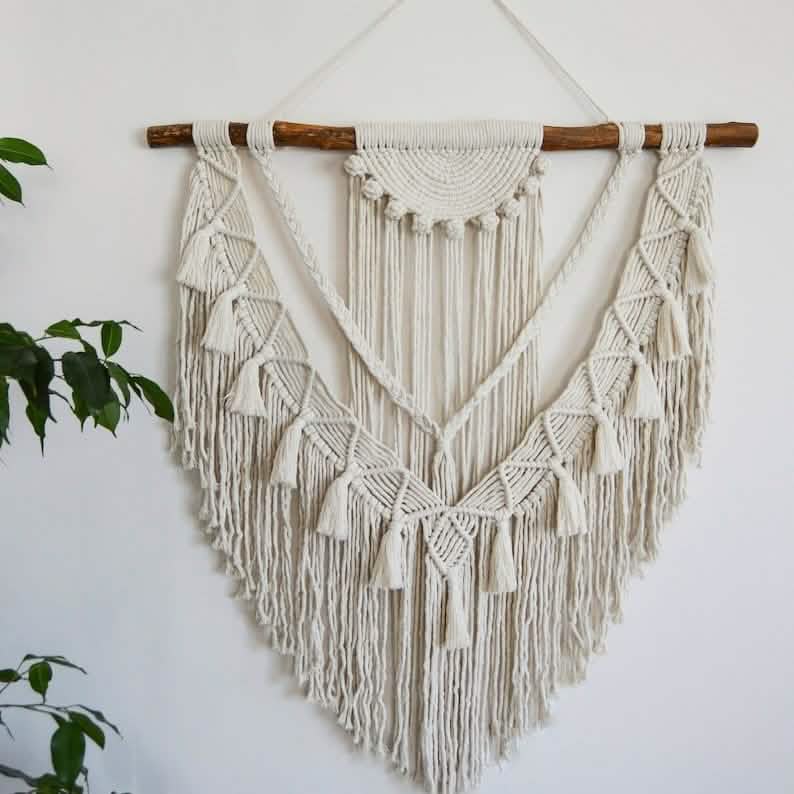 مكرمية حائط خشب، 100*120 سم