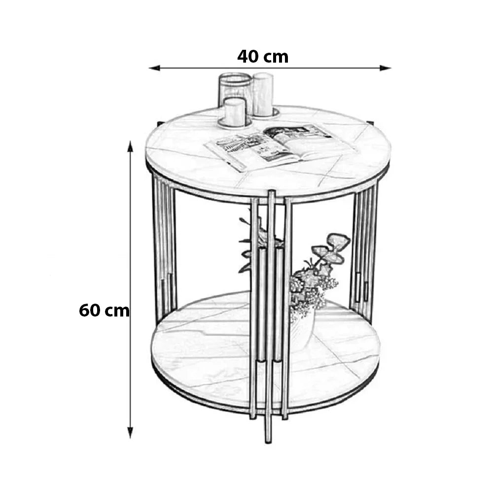 ترابيزة جانبية ستيل بسطح رخام، 40*60 سم