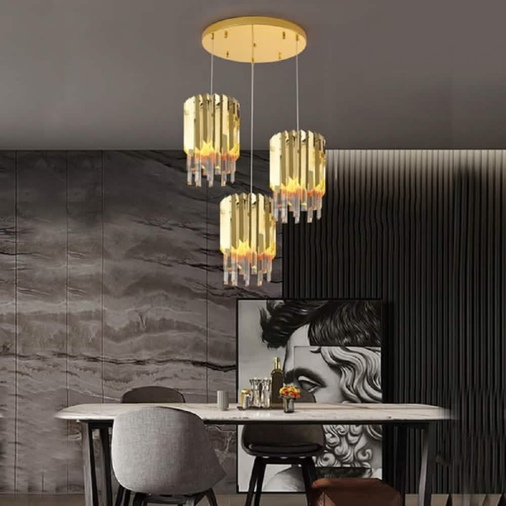 نجفة ستيل و كريستال، 25*100 سم- ذهبي