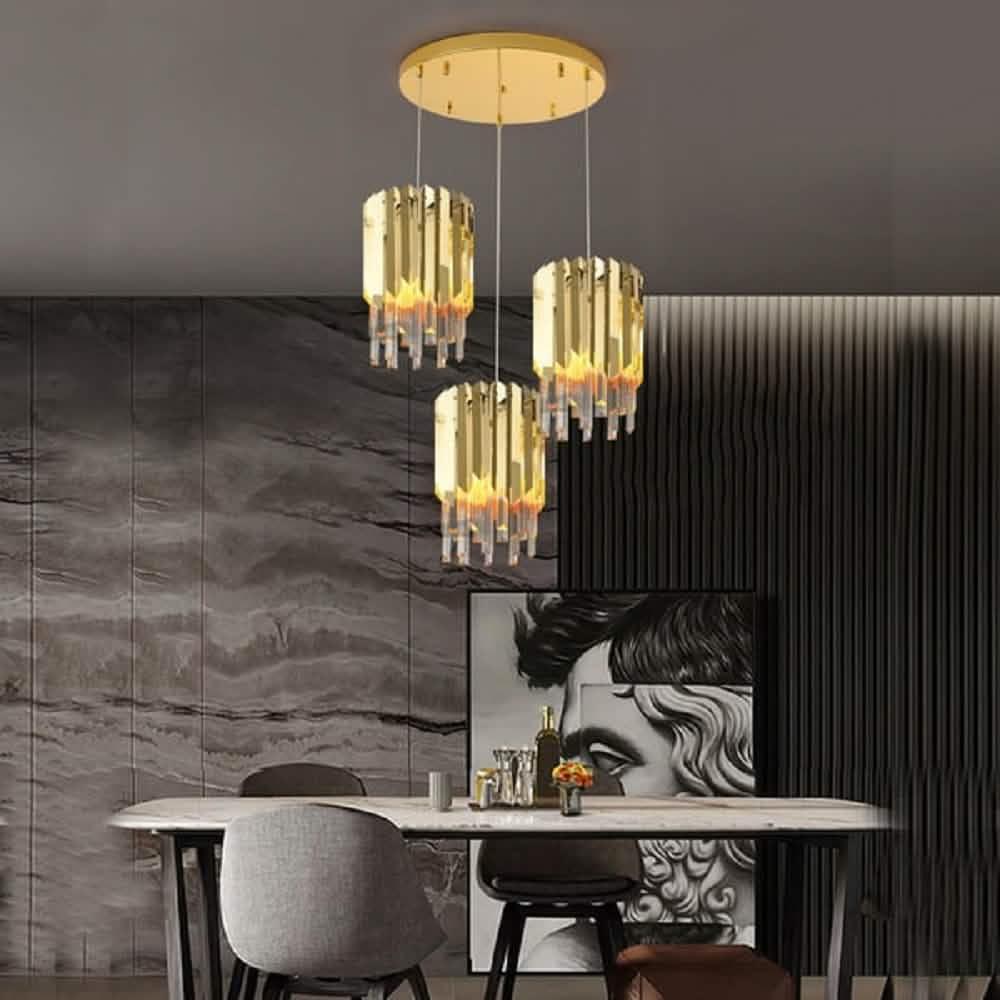 نجفة ستيل و كريستال، 25*100 سم- ذهبي