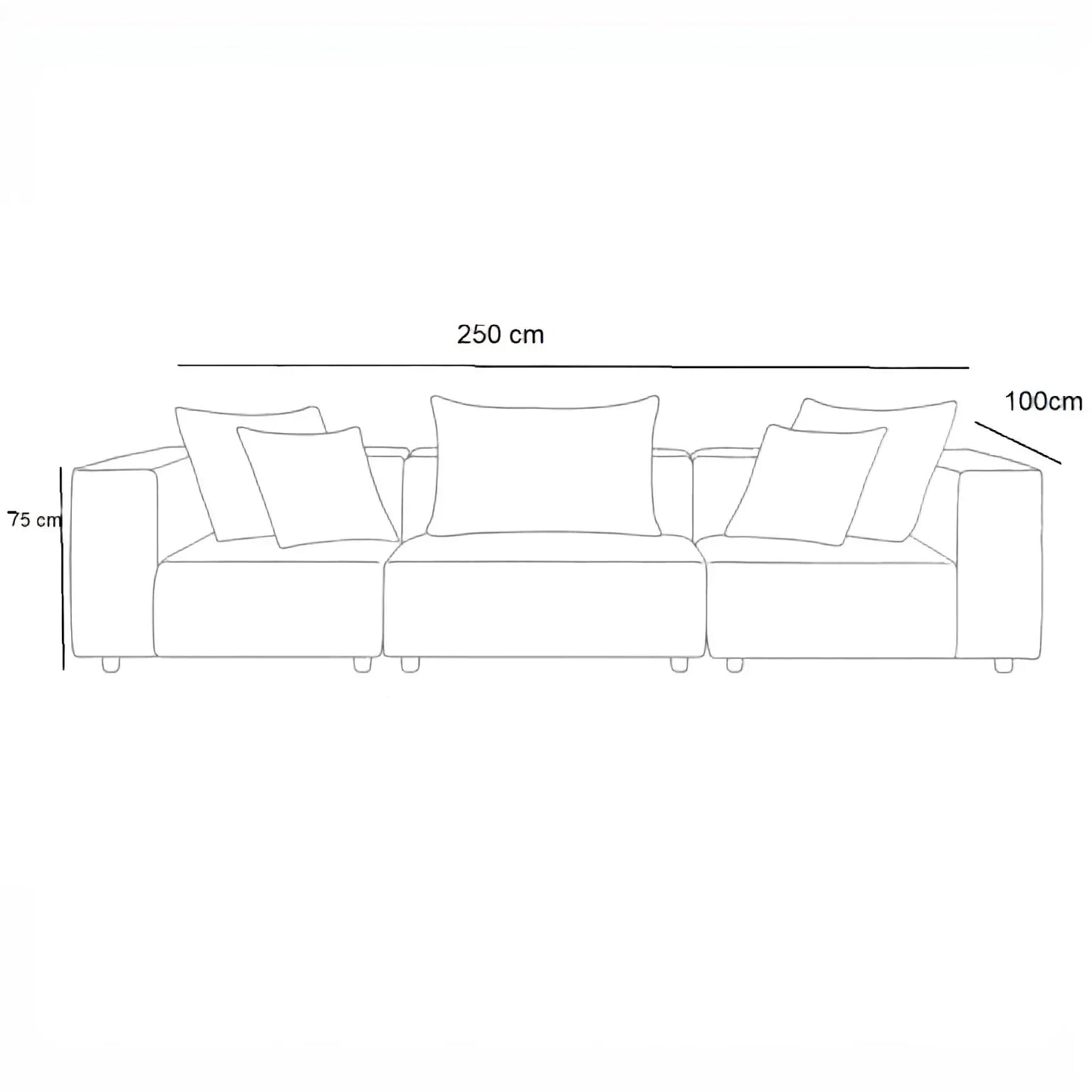 كنبة خشب زان، 250*100*75 سم