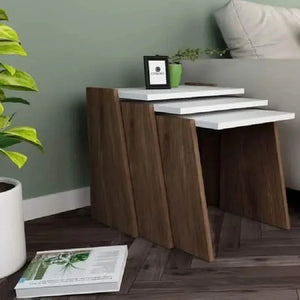 طقم ترابيزات جانبية ام دي اف، 3 قطع