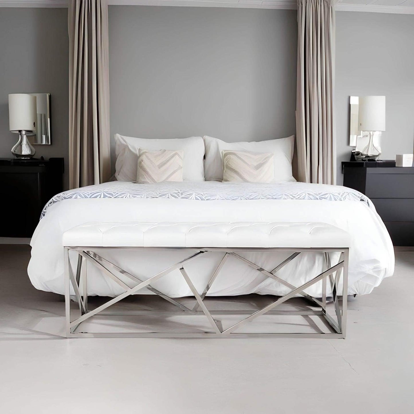 بانكيت ستيل بسطح جلد كابتونيه، 120*40*45 سم