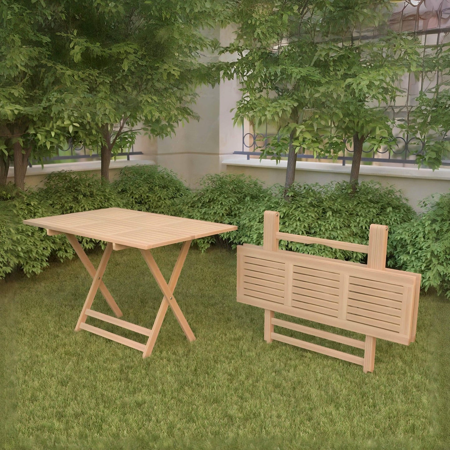 ترابيزة خارجية خشب زان، 116*72*75 سم