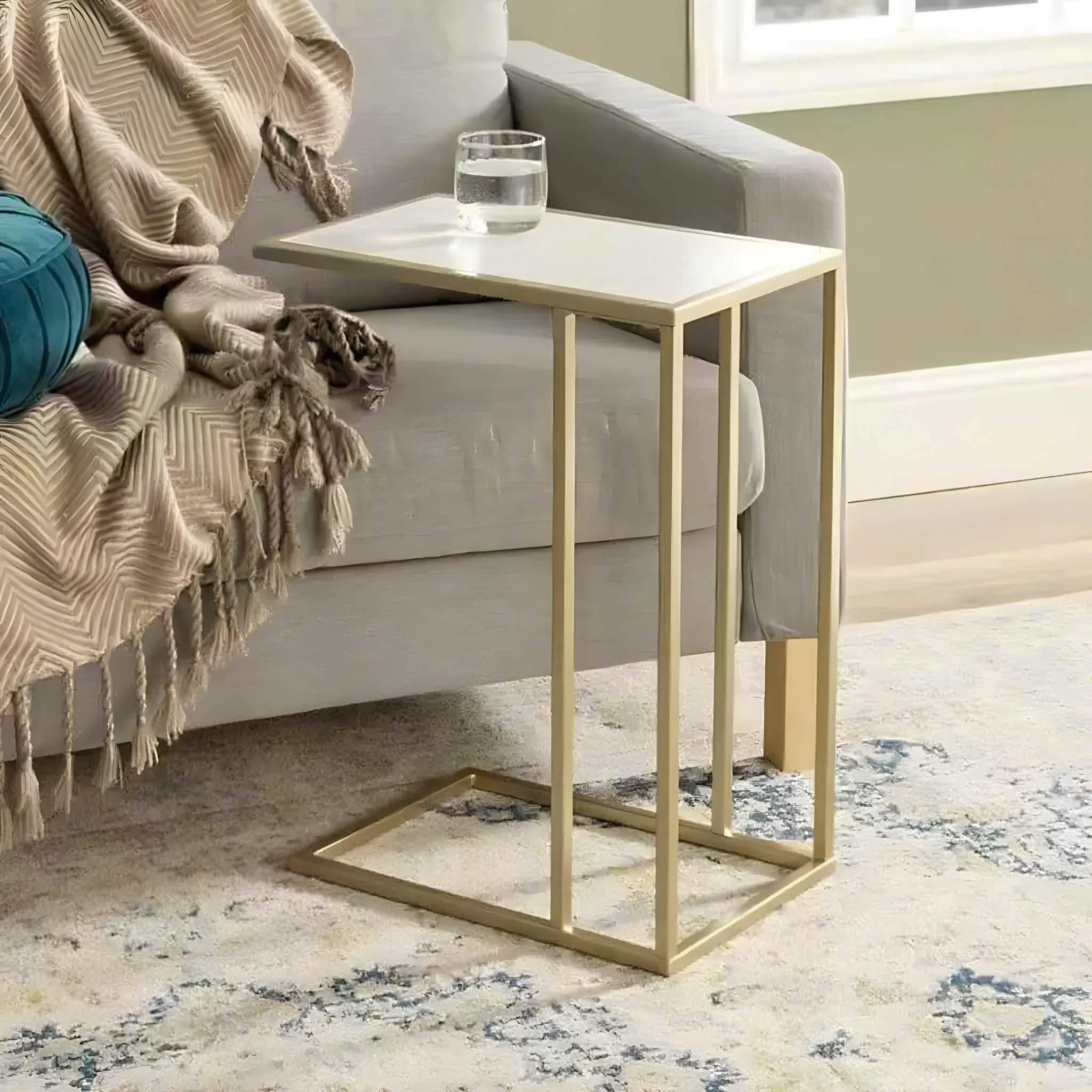 ترابيزة قهوة ستيل بسطح رخام، 30*40*50 سم