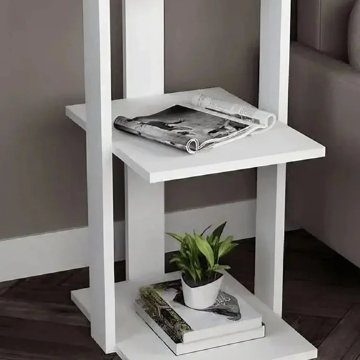 ترابيزة جانبية ام دي اف، 30*40*70 سم - أبيض