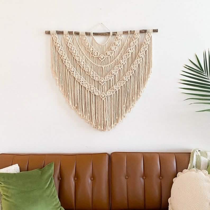 مكرمية حائط خشب، 100*90 سم