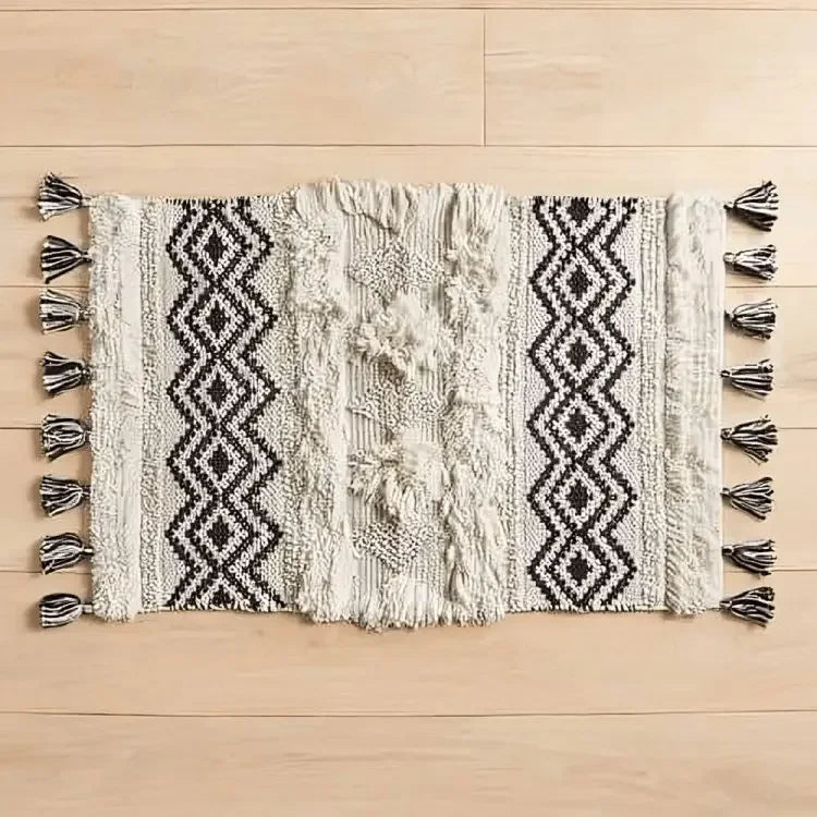 سجادة صوف بيج و اسود 80*100 سم - LUS215 - Homix