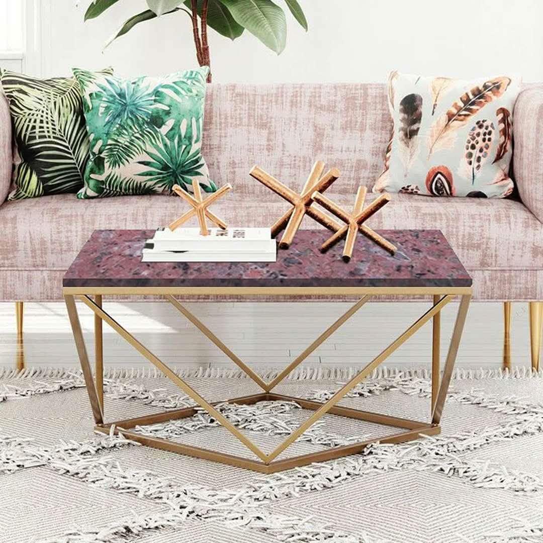 ترابيزة قهوة معدن بسطح جرانيت 80*80*45 سم - LUS4 - Homix