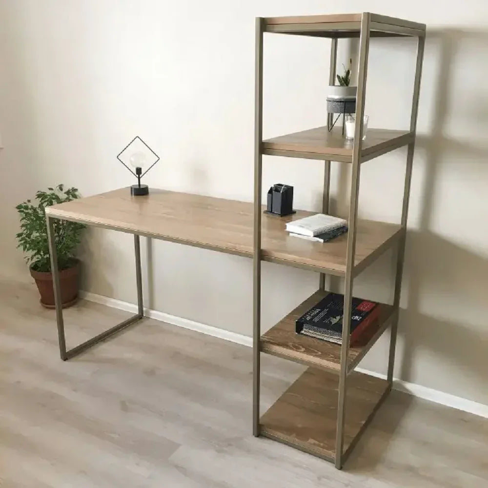 مكتب مزود بوحدة تخزين ام دي اف ومعدن، 120*50*120 سم