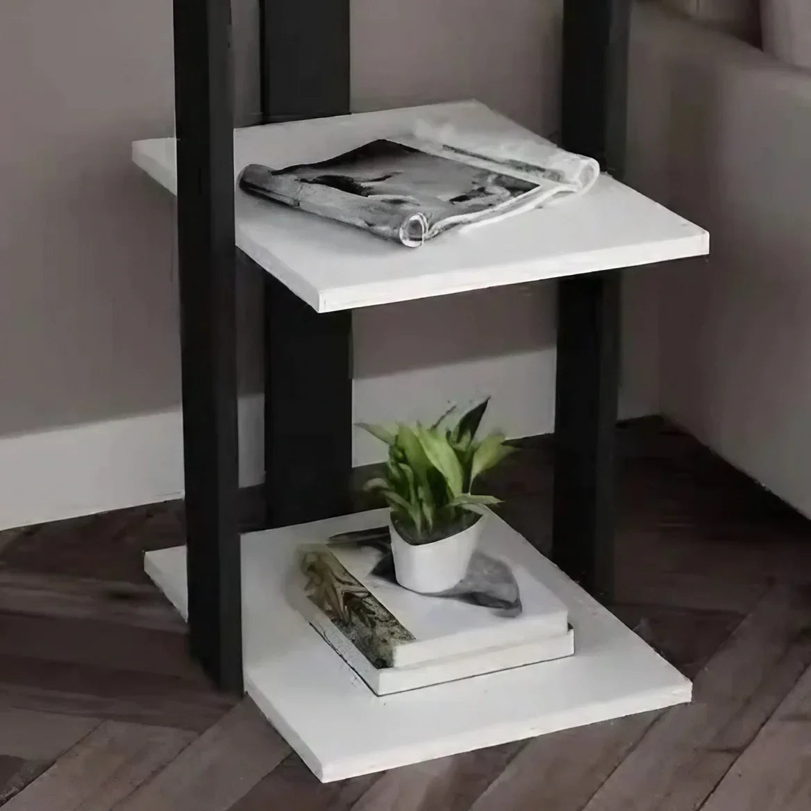 ترابيزة جانبية ام دي اف، 30*40*70 سم - أسود × أبيض