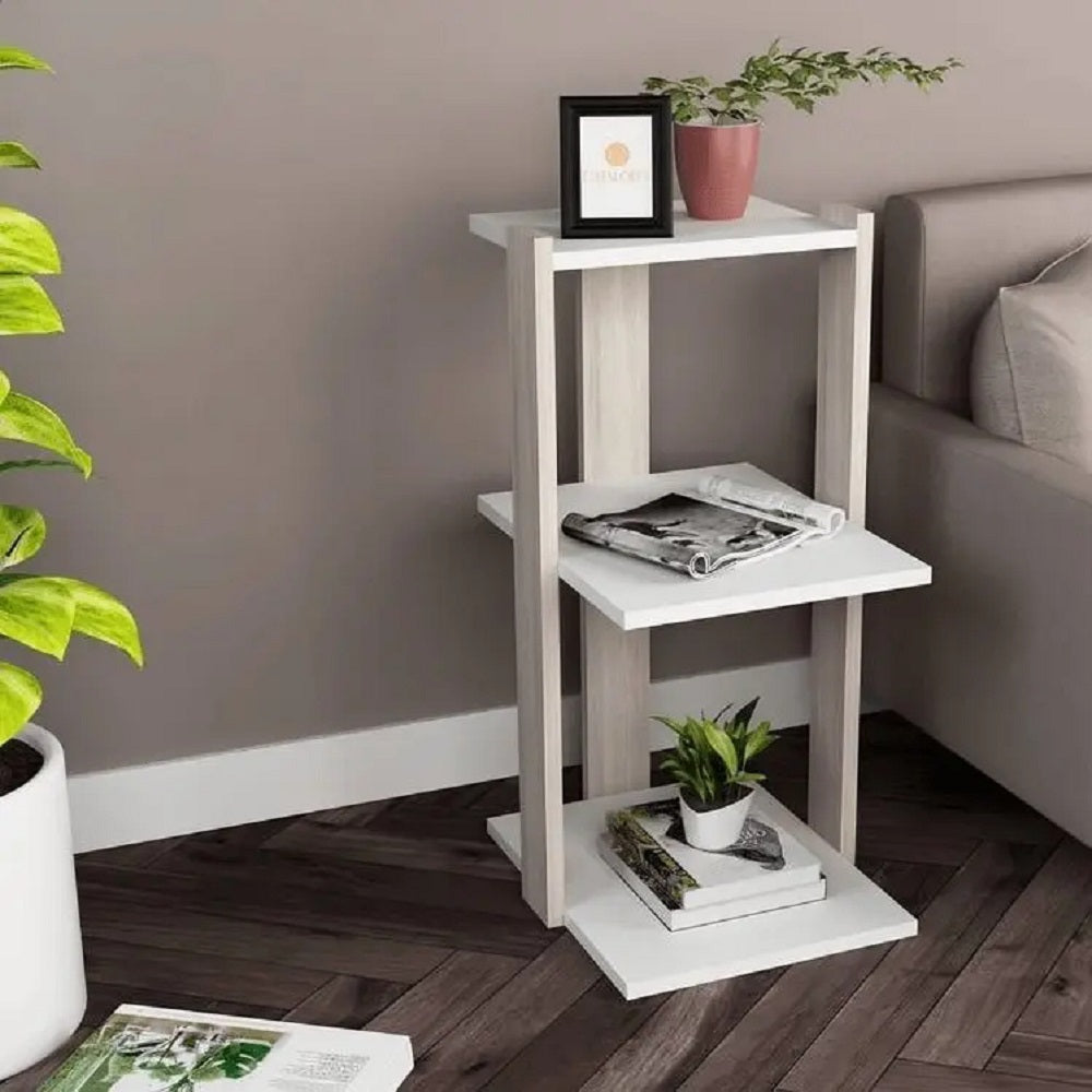 ترابيزة جانبية ام دي اف، 30*40*70 سم - أبيض × بيج