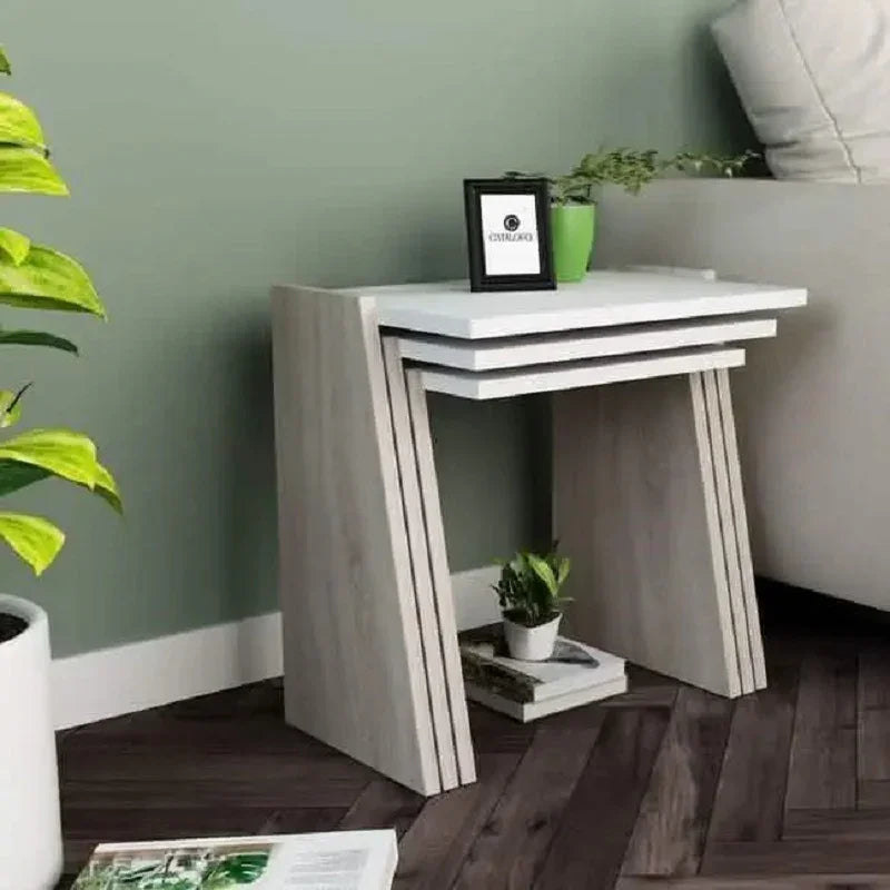 طقم ترابيزات جانبية ام دي اف، 3 قطع