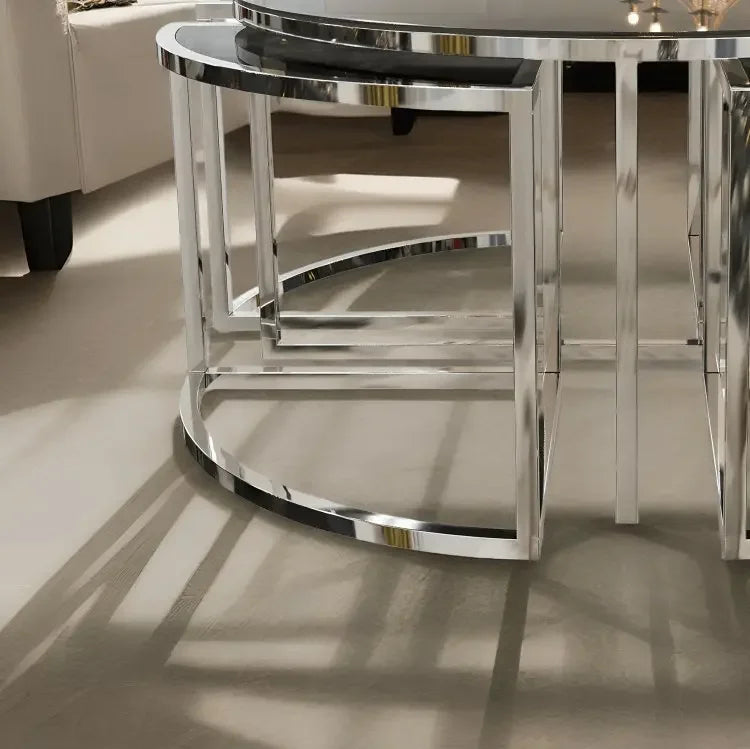 ترابيزة قهوة متداخلة ستانلس ستيل 90*45 سم - RAX31 - Homix