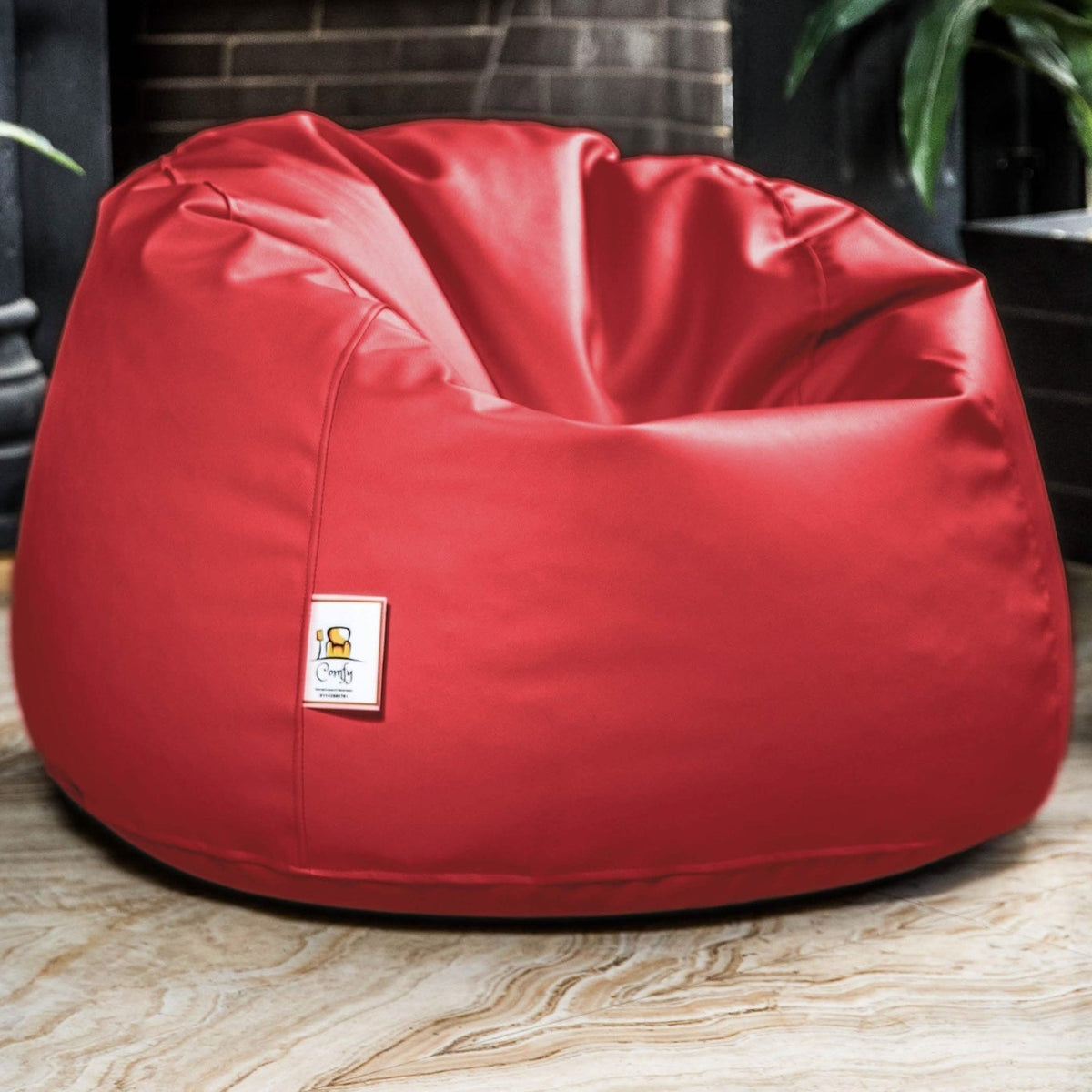 Leather bean bag, 90*65 cm - red