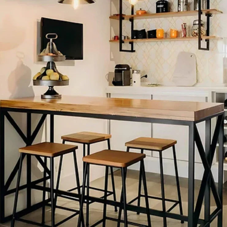 طقم سفرة ستيل و ام دي اف، 5 قطع