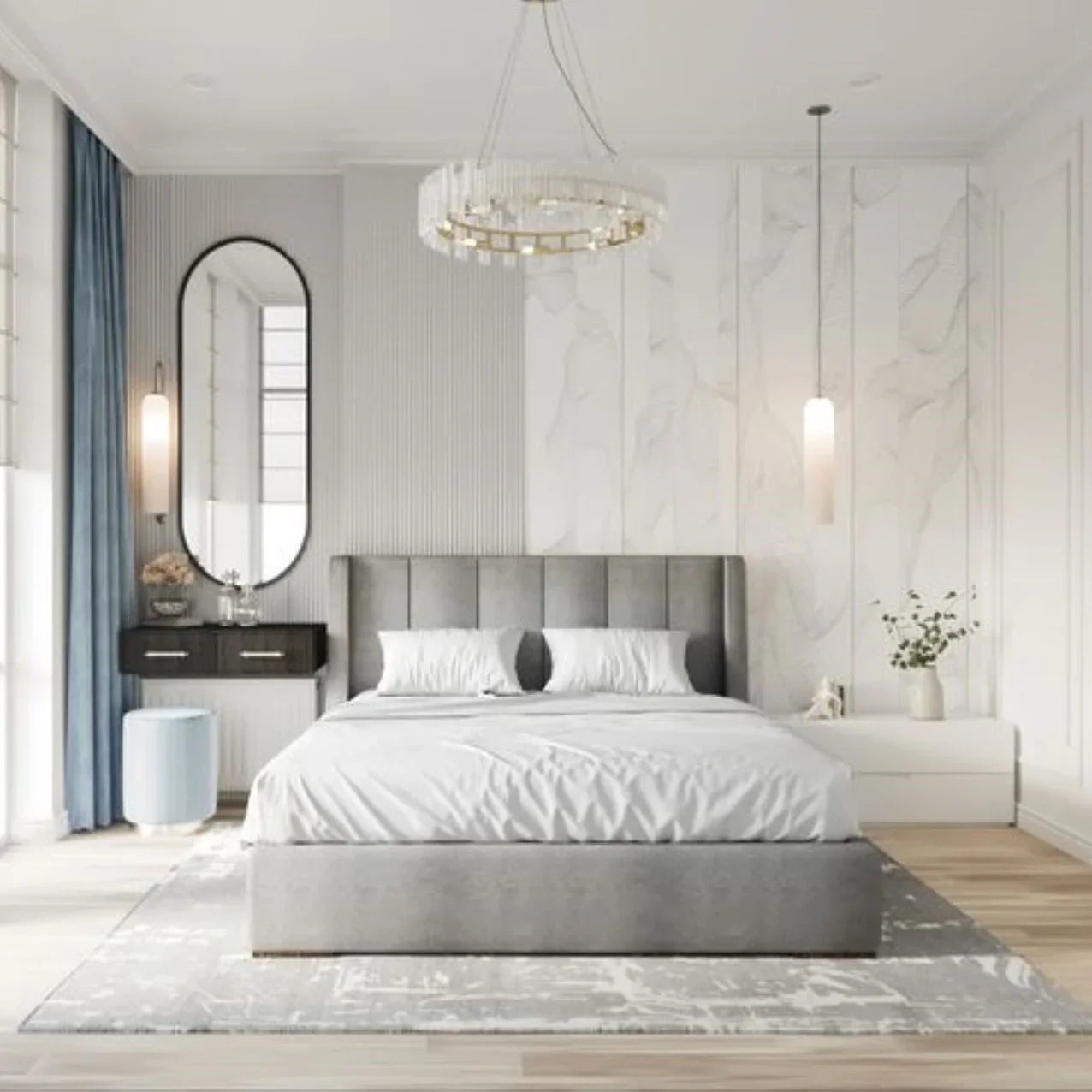 سرير كينج خشب ام دي اف و زان، 160*200*120 سم