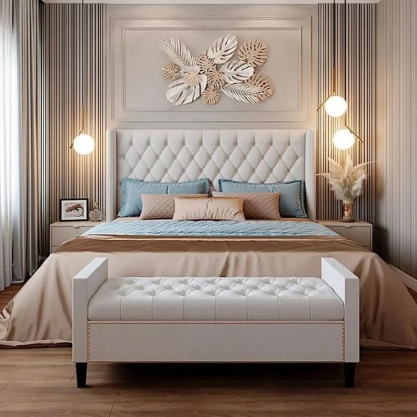 سرير كينج خشب ام دي اف و زان، 160*200*120 سم