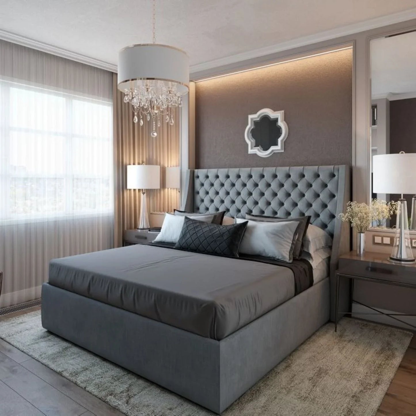 سرير كينج خشب ام دي اف و زان، 160*200*120 سم