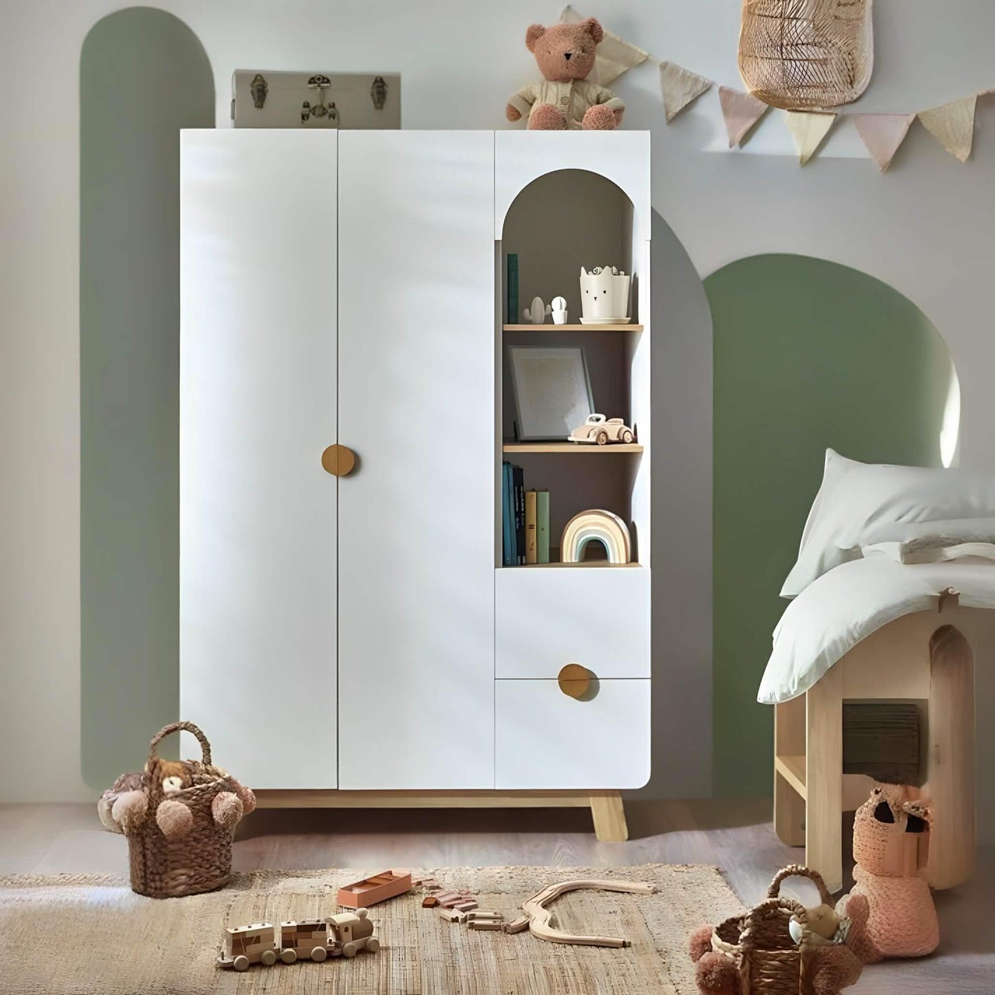 دولاب أطفال خشب ام دي اف، 100*40*160 سم