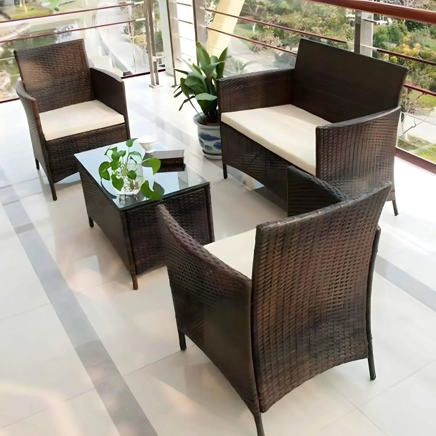 تسوق الأن من هومكس طقم خارجي حديد وراتان - FAD27 بأفضل سعر وأفضل جودة