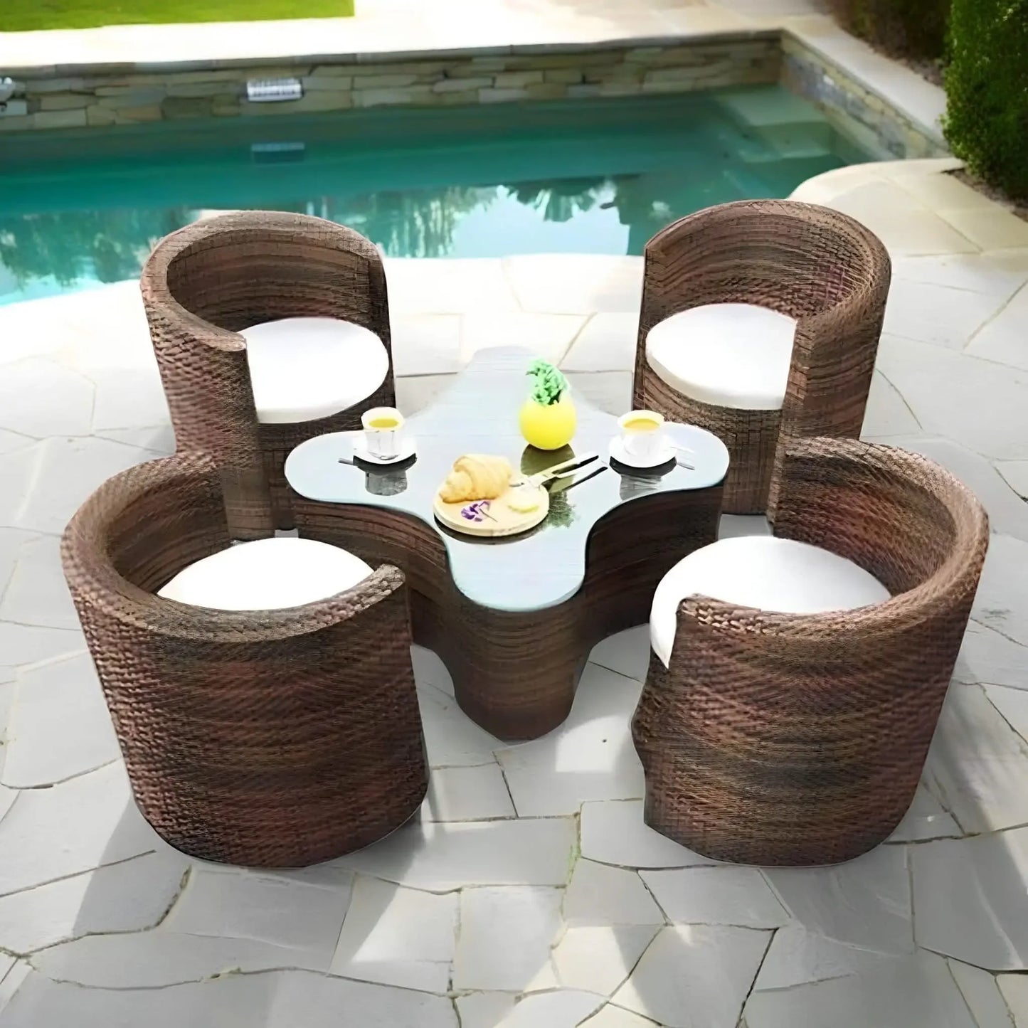 تسوق الأن من هومكس طقم أثاث خارجي حديد وراتان - FAD32 بأفضل سعر وأفضل جودة