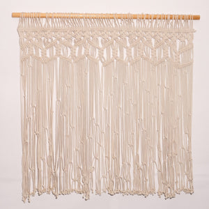 ستارة مكرمية قطن وخشب معالج، 85×85 سم - صورة 2
