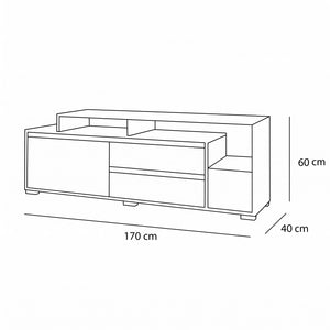 ترابيزة تليفزيون خشب ام دي اف أسباني، 170×40×60 سم - صورة 3