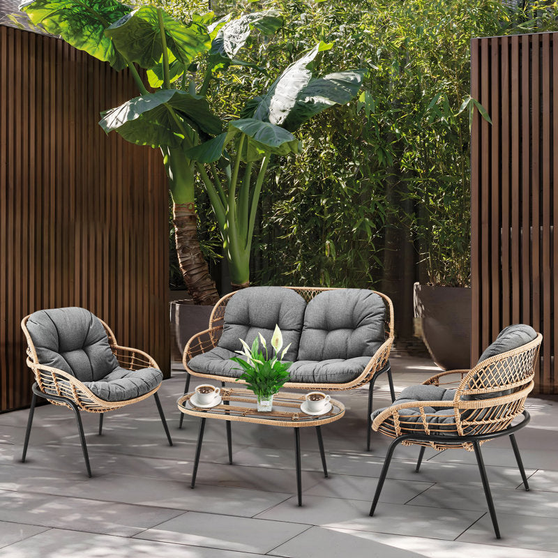 طقم خارجي ستيل و راتان، 4 قطع