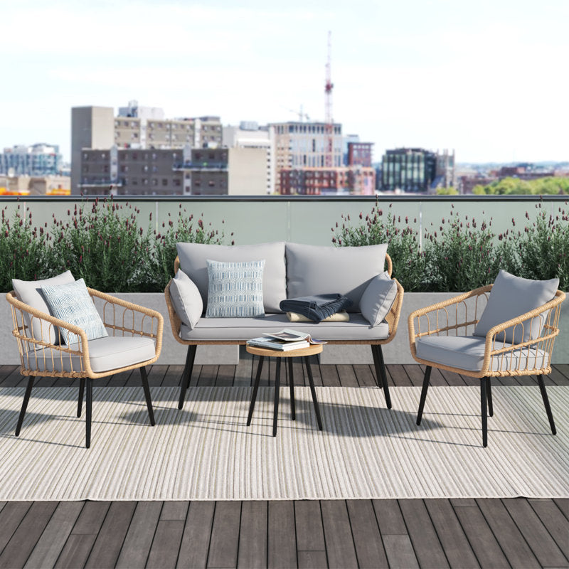 طقم خارجي ستيل و راتان، 4 قطع