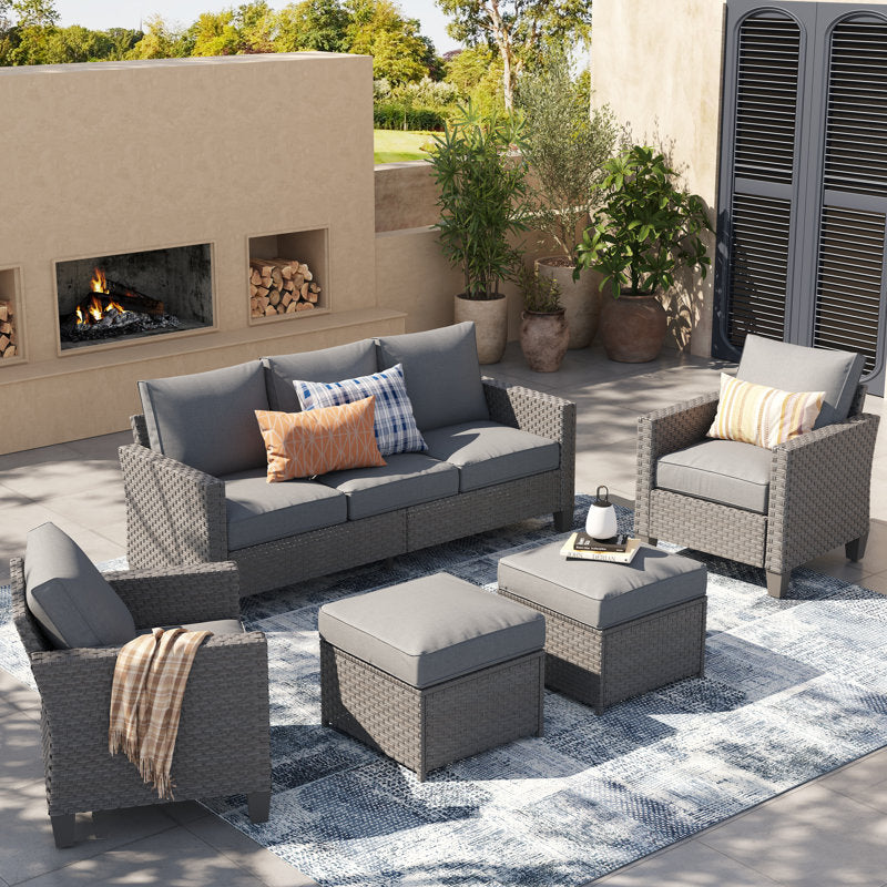 طقم خارجي ستيل و راتان، 5 قطع