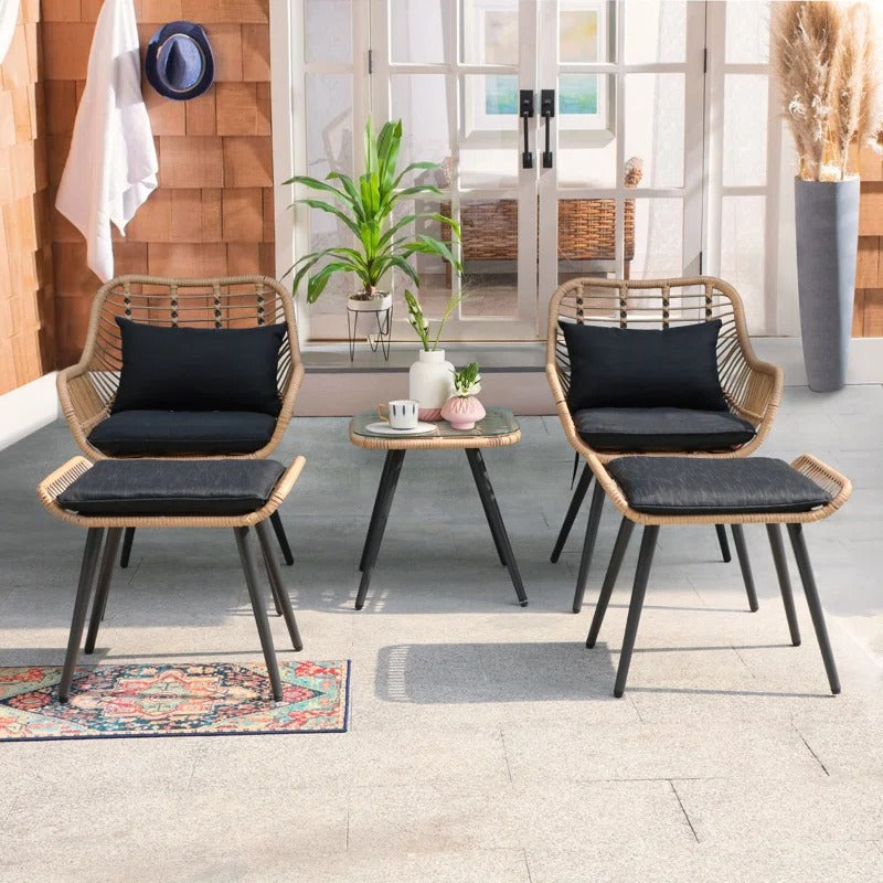 طقم خارجي ستيل وراتان، 5 قطع