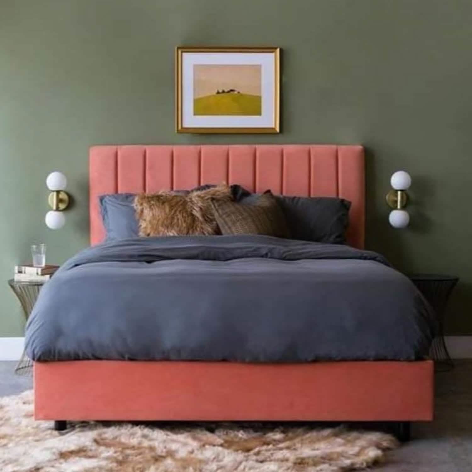سرير كوين خشب زان أحمر، 140*200*120 سم