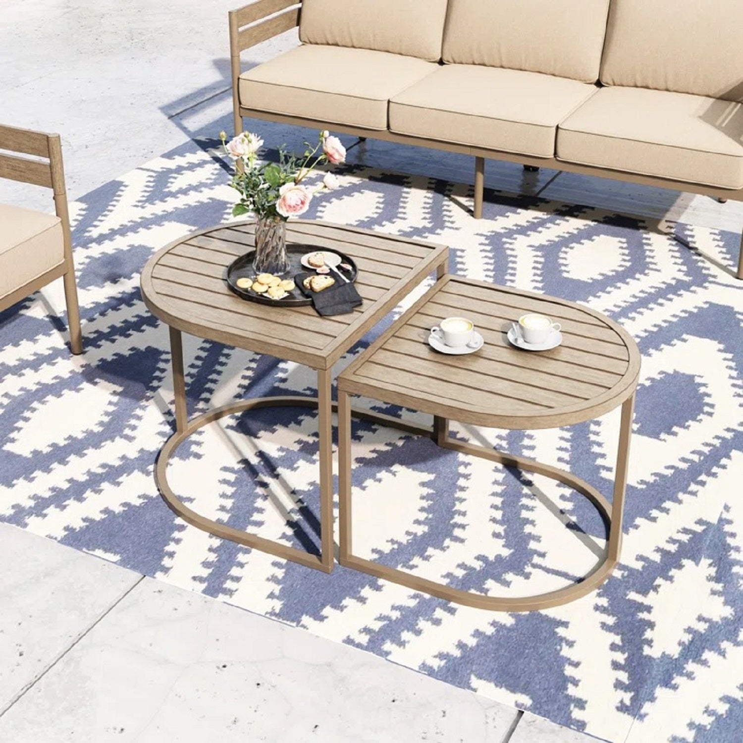 ترابيزة خارجية متداخلة ستيل، قطعتين