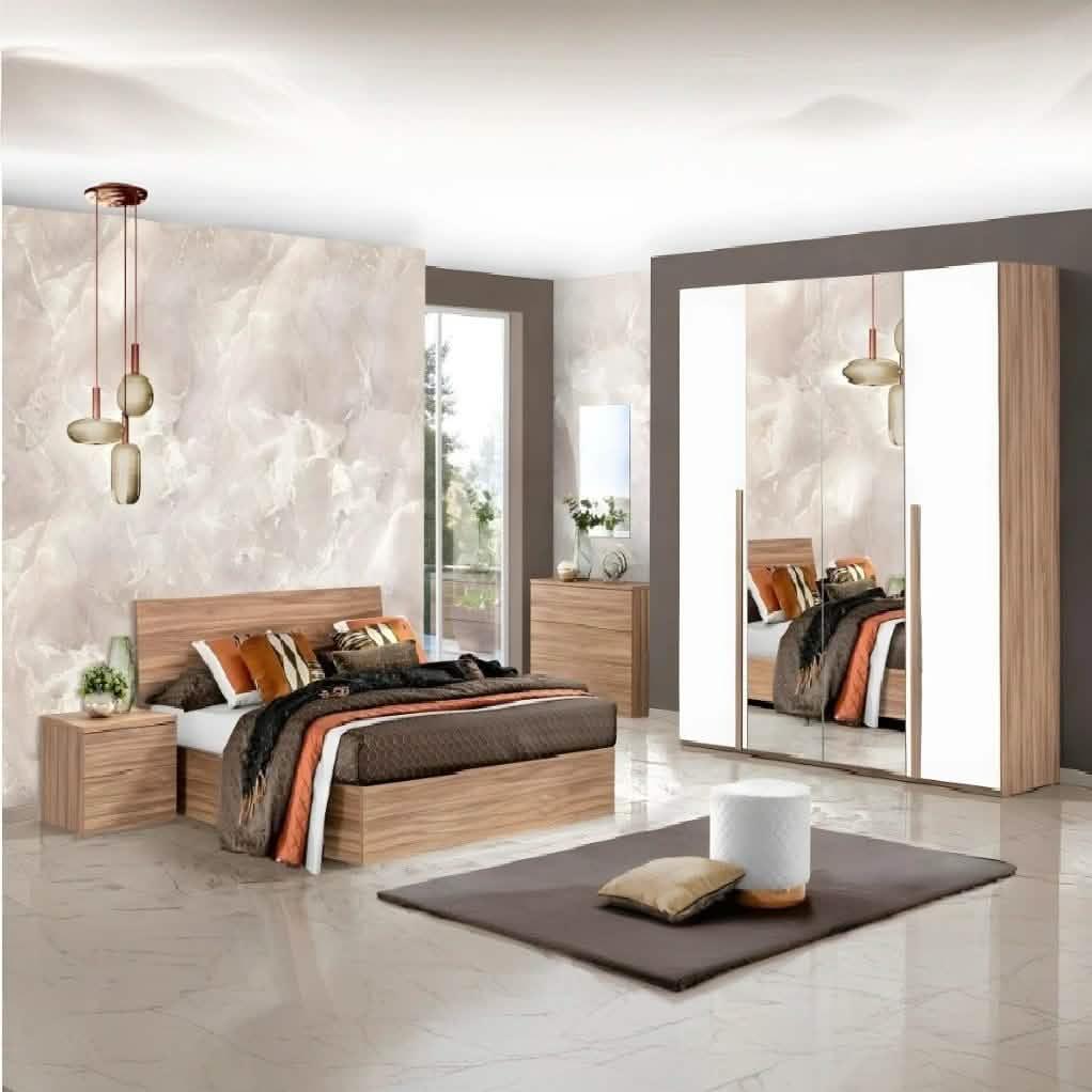 غرفة نوم كاملة، خشب ام دي اف - 5 قطع