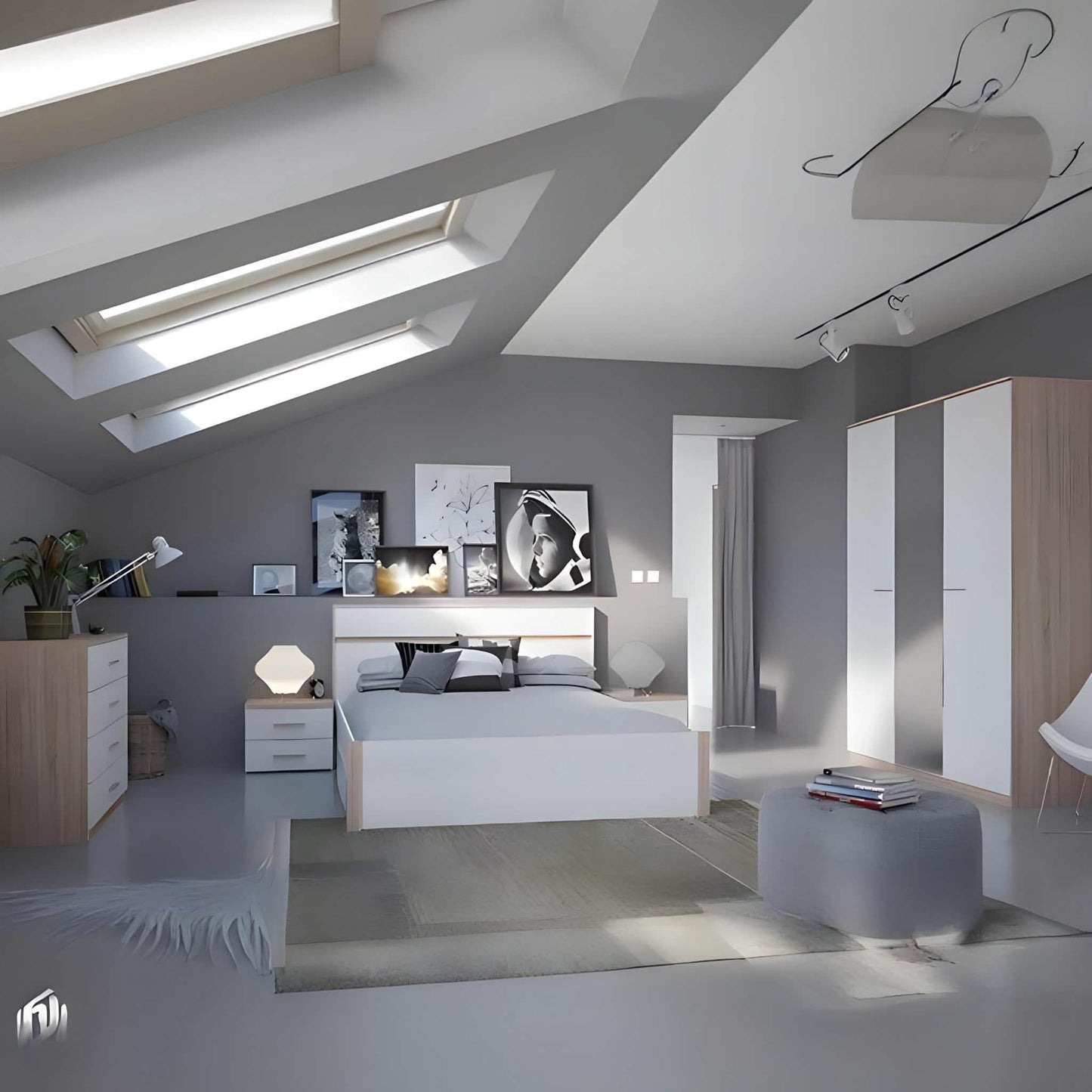 غرفة نوم كاملة، خشب ام دي اف - 4 قطع