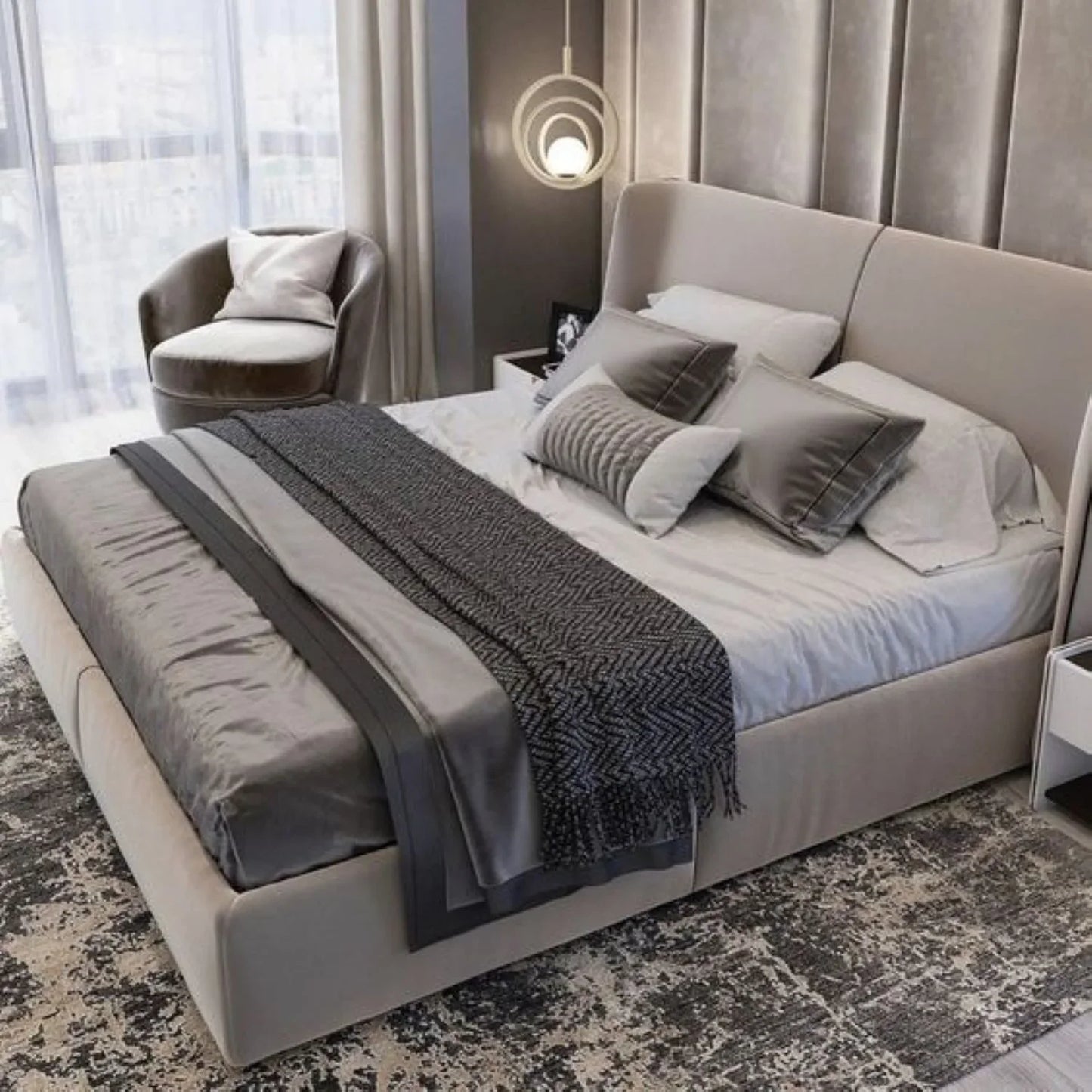 سرير كينج خشب ام دي اف و زان، 160*200*120 سم