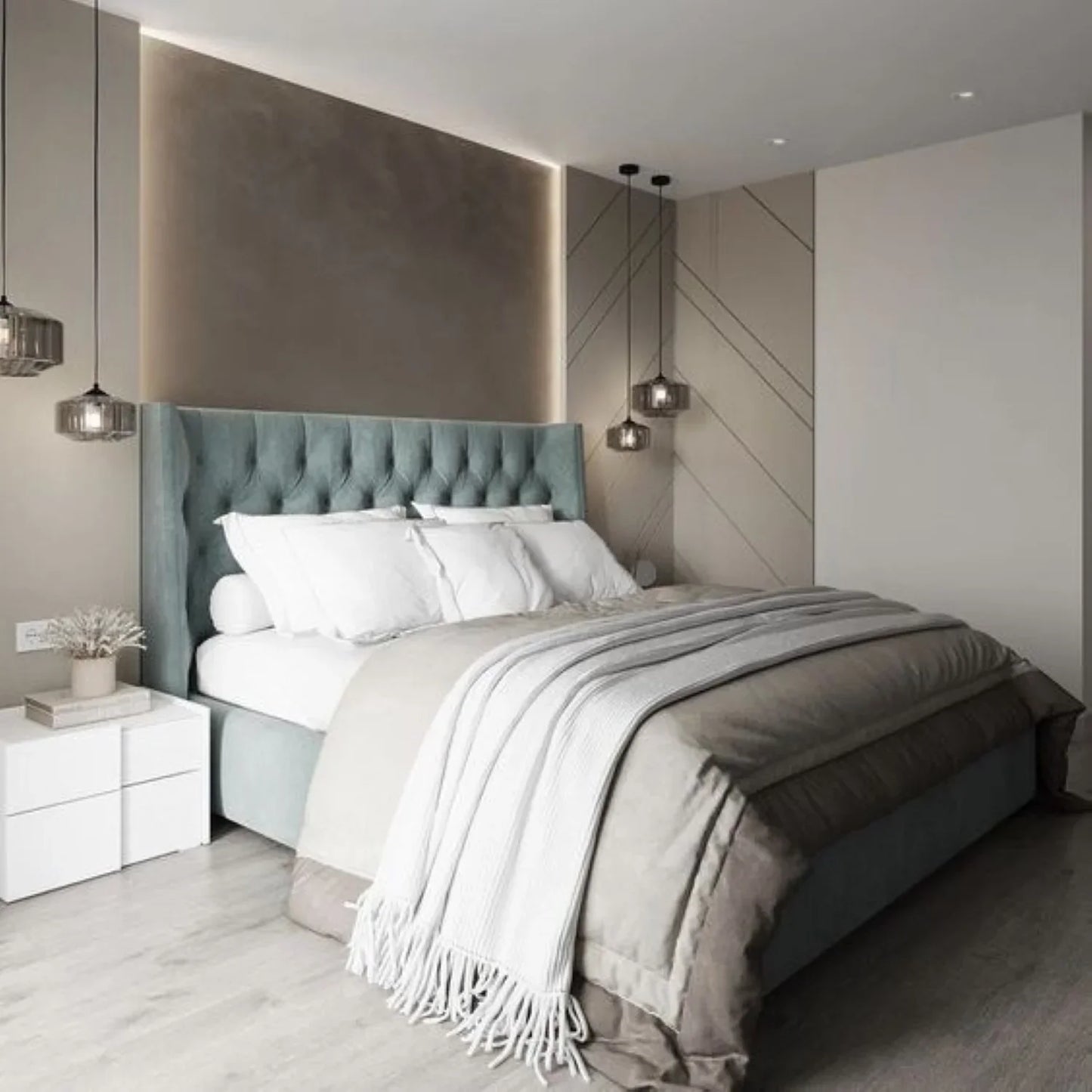 سرير كينج خشب ام دي اف و زان، 160*200*120 سم