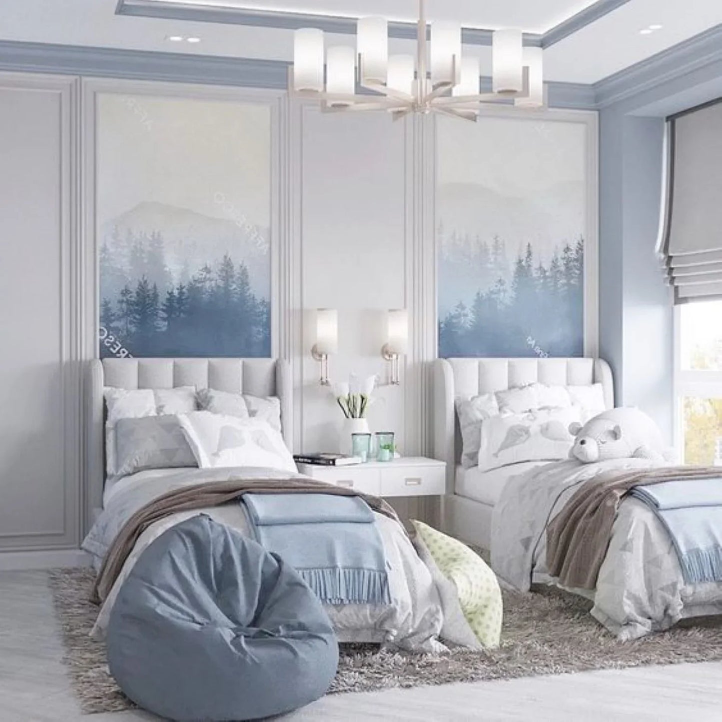 سريرين فردي خشب ام دي اف وزان، 100*200*120 سم