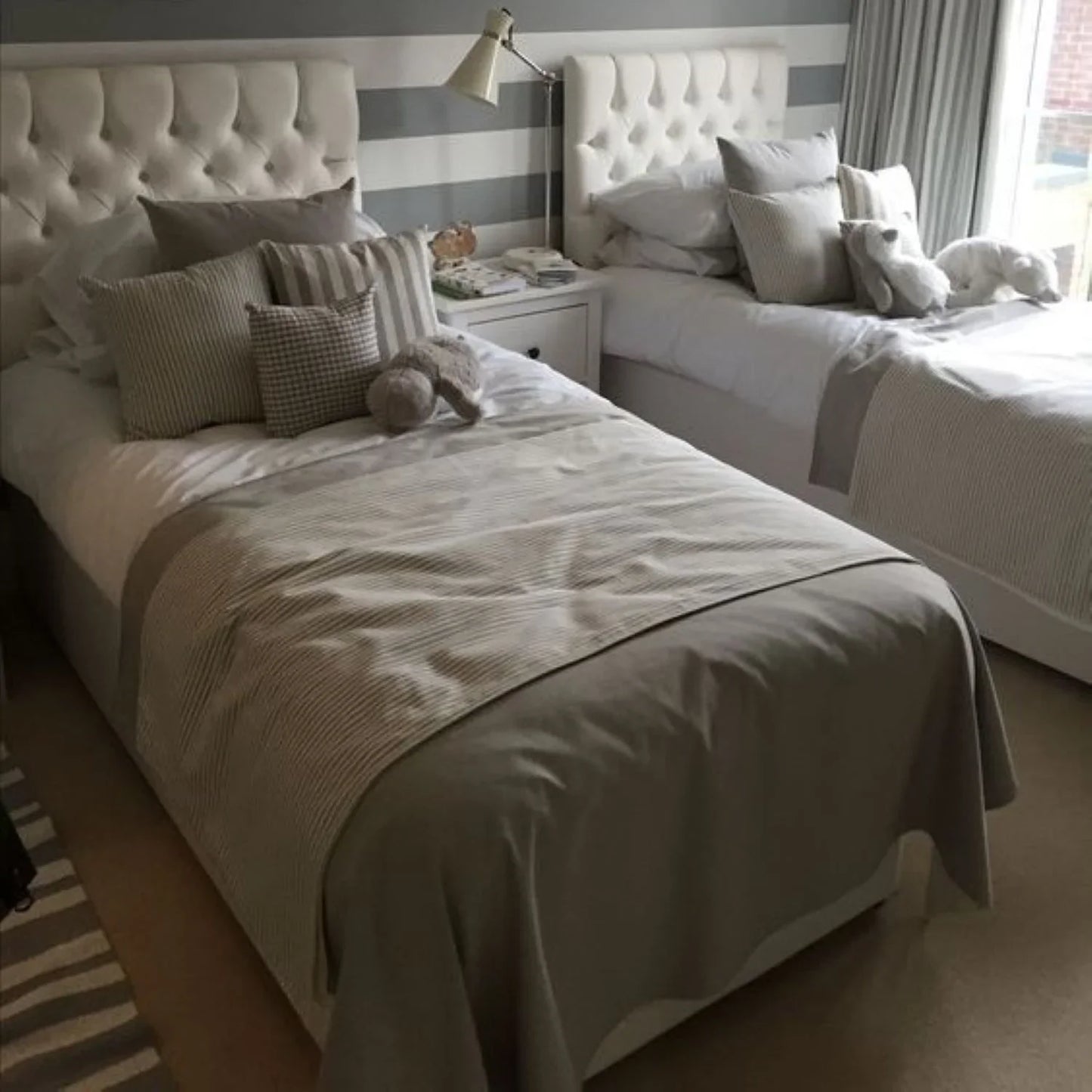 سريرين فردي خشب ام دي اف و زان، 100*200*120 سم