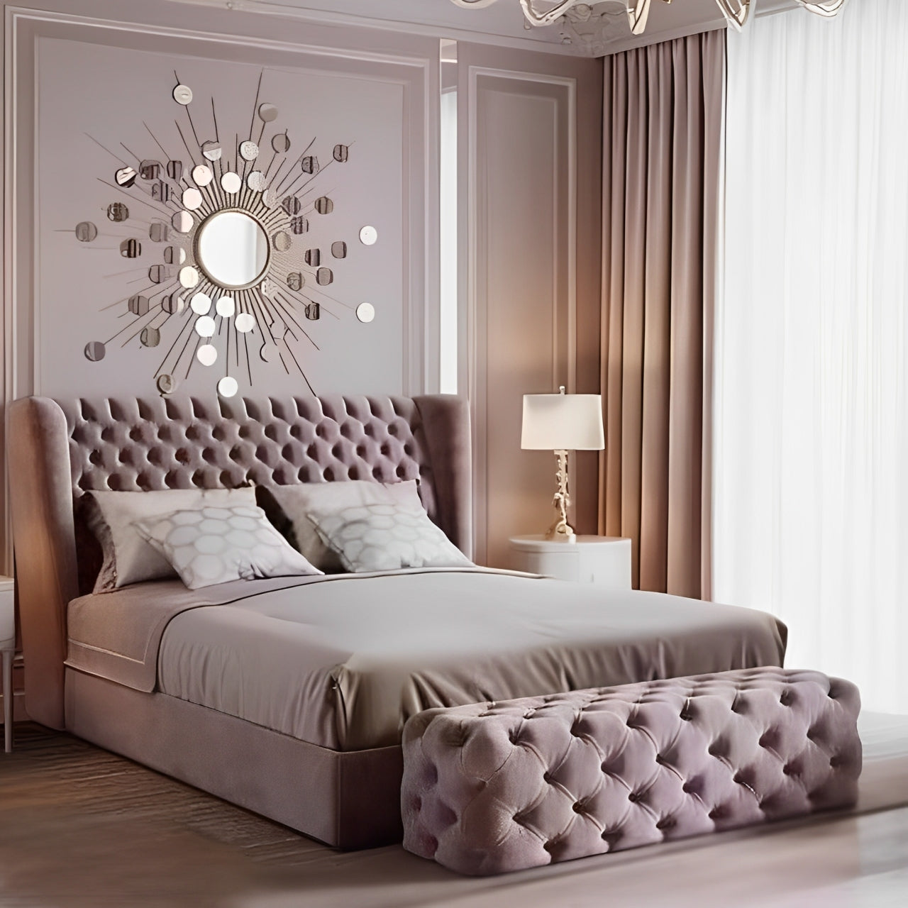 سرير سوبر كينج خشب ام دي اف و زان، 180*200*120 سم