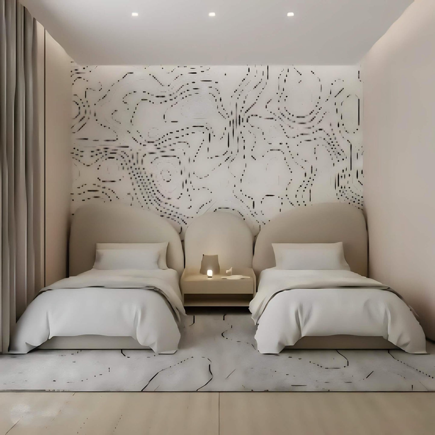 طقم سرير فردي خشب كونتر مع كومود ام دي اف، 3 قطع